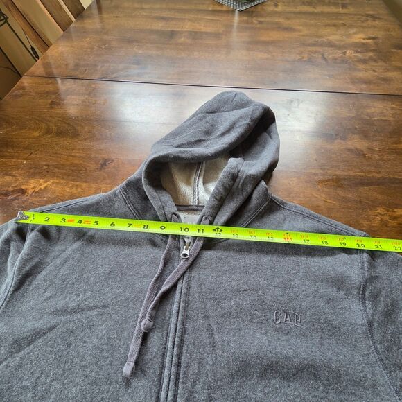 GAP Charcoal Heather Zip Up Hoodie Men’s L Fleece Sweatshirt - Picture 8 of 9